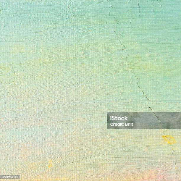 Oil Paint Background Bright Ultramarine Blue Yellow Pink Turquoise Canvas Stock Photo - Download Image Now