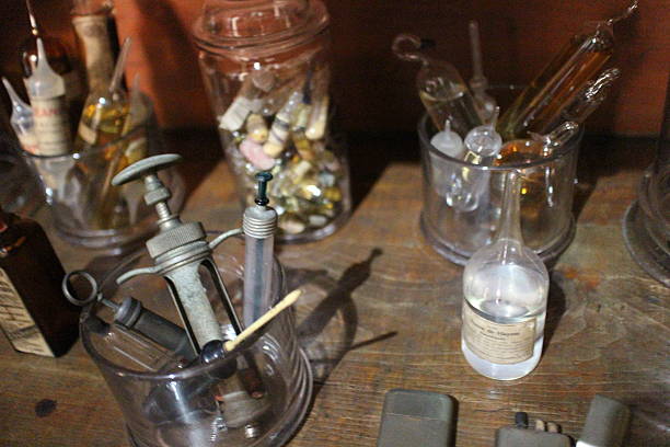 istock Vintage syringes and ampoules 494957726