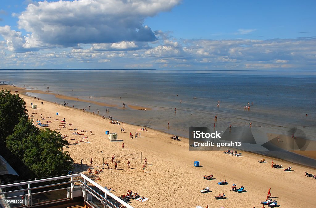 Aerial view on golden sandy beach of Jurmala Jurmala is a famous resort and recreation Baltic city in Latvia, Europe Jūrmala Stock Photo