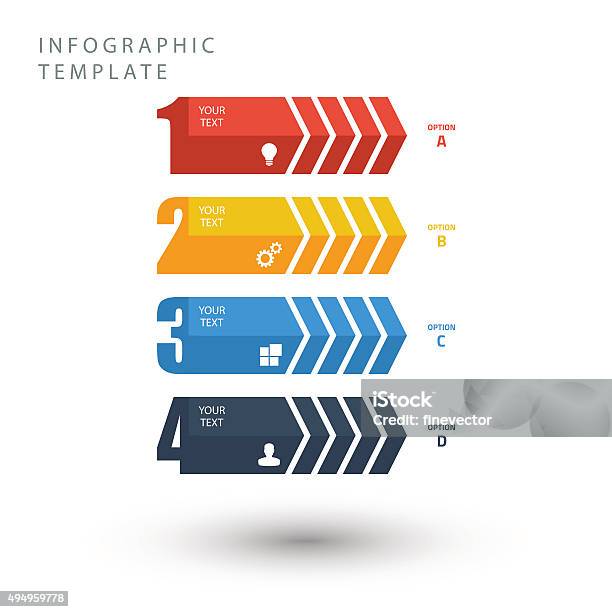 Color Info Graphic Template In Flat Colors Stock Illustration - Download Image Now - Chevron Pattern, Arrow Symbol, Computer Graphic