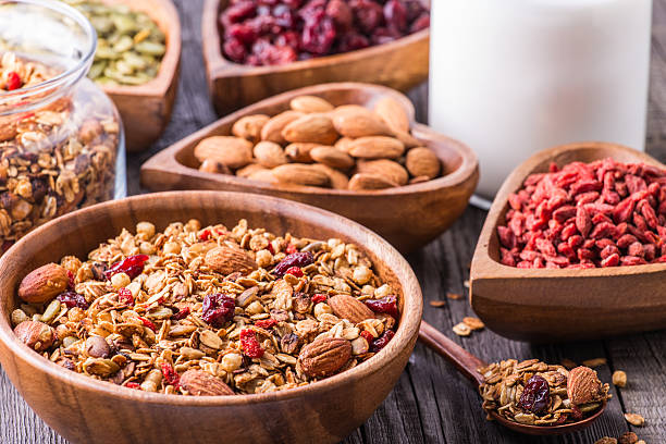 istock Homemade granola with milk, berries, seeds and nuts 494960766
