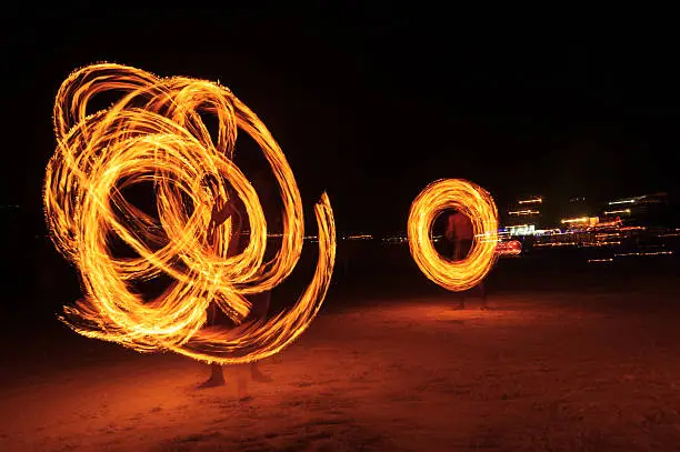 Strong Men Juggling Fire in Thailand - Fire Dancers