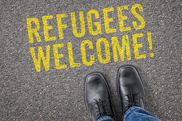 istock Text on the floor - Refugees welcome 494962044