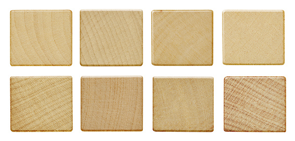 Blank wood pieces isolated on white background