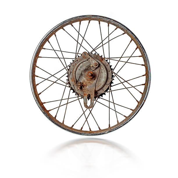 istock Old motorcycle rim with gear 494972952