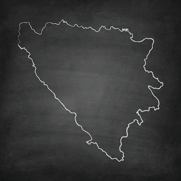 Vector illustration of Bosnia and Herzegovina Map on Blackboard - Chalkboard