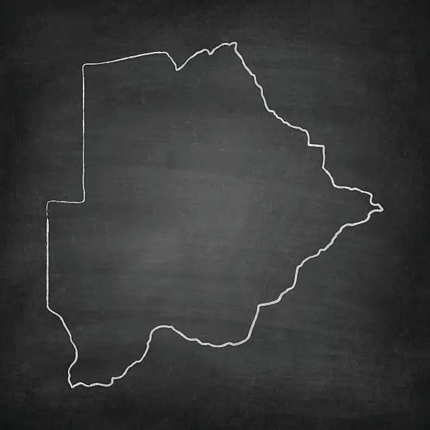 Vector illustration of Botswana Map on Blackboard - Chalkboard