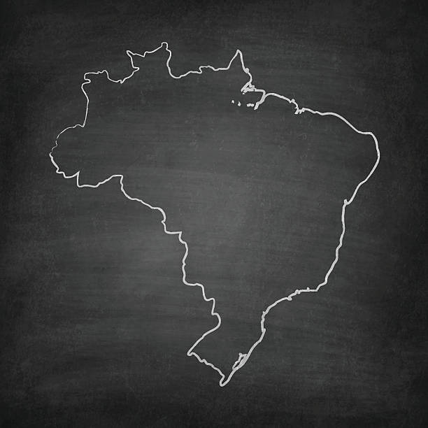 illustrazioni stock, clip art, cartoni animati e icone di tendenza di brasile mappa su lavagna-chalkboard - blackboard black backgrounds blank