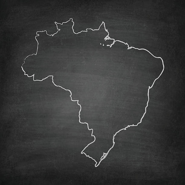 ilustrações, clipart, desenhos animados e ícones de brasil mapa do quadro-negro, quadro-negro - blackboard black backgrounds blank