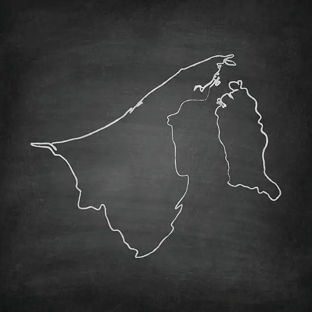 Vector illustration of Brunei Map on Blackboard - Chalkboard