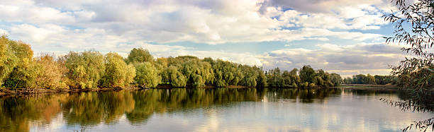 istock Panorama of lake  in autumn. 494977674