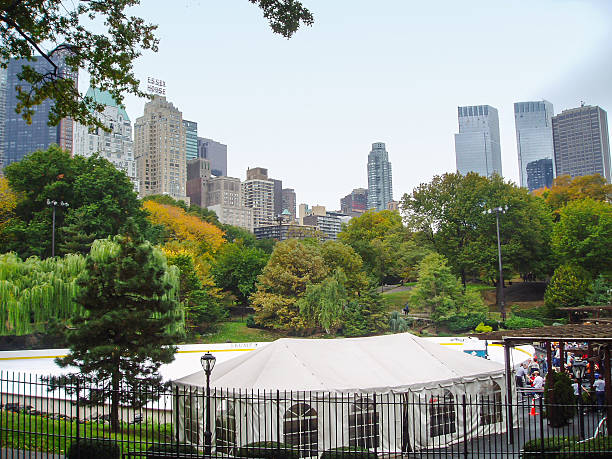 Wollman Rink in Central Park New York City, USA - October 26th, 2003 : The Wollman Rink, a public ice rink in the southern part of Central Park in middle upper Manhattan in New York City, USA. time warner center columbus circle pictures stock pictures, royalty-free photos & images