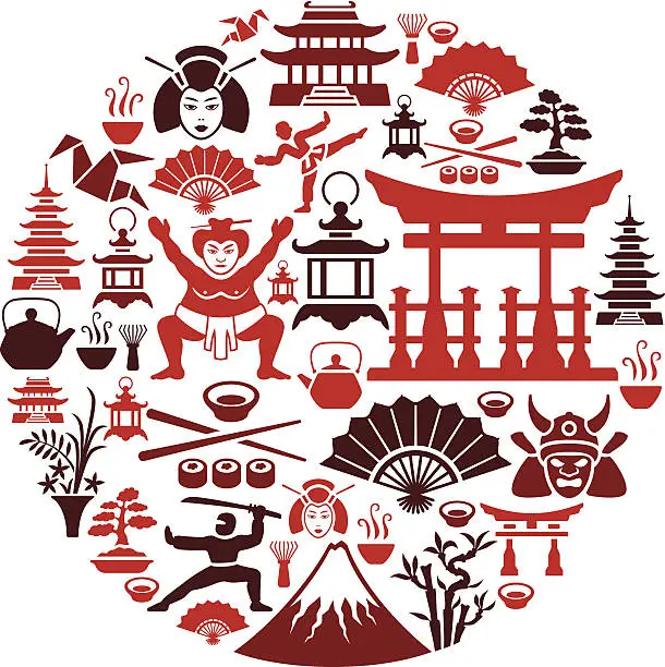 Vector illustration of Japanese Collage