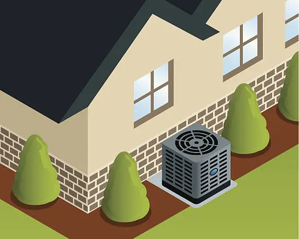Vector illustration of Isometric House with Air Conditioner