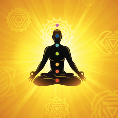 Meditation chakra person background. EPS 10 file. Transparency effects used on highlight elements.
