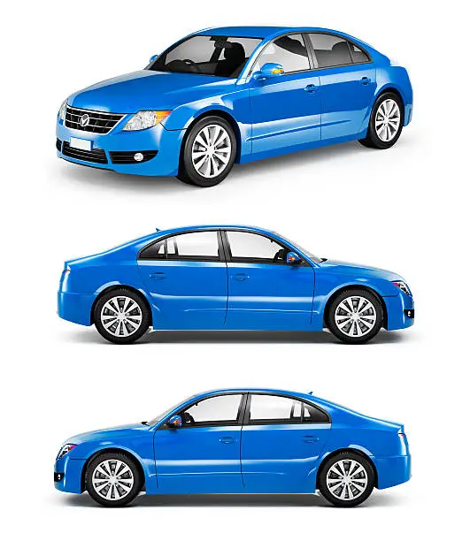 Photo of 3D Blue Sedans in a Row