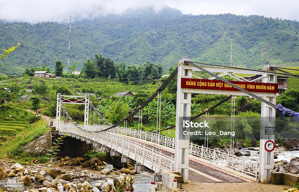Bridge moutain in Sapa Lai Chau rickety suspension bridge in the mountains of northern vietnam Stream - Body of Water Stock Photo