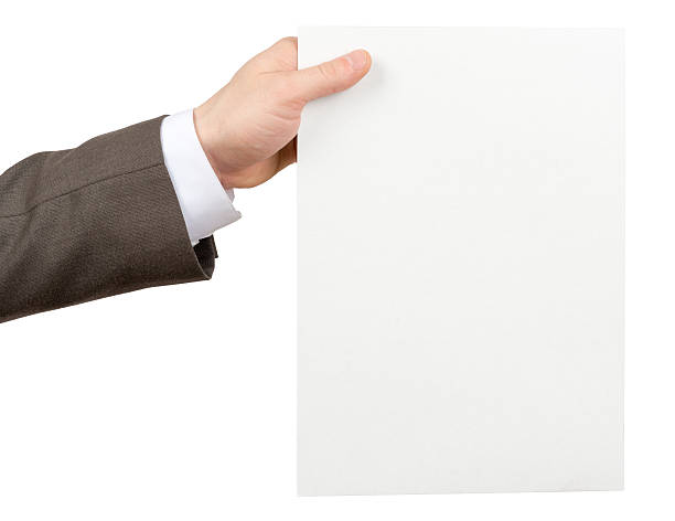 istock Businessman holding vertical blank paper 494991882