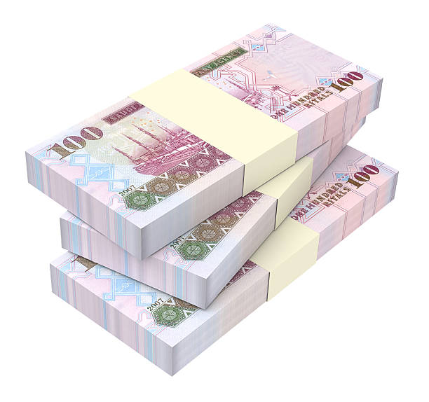 istock Saudi Arabia rials bills isolated on white background. 494992240