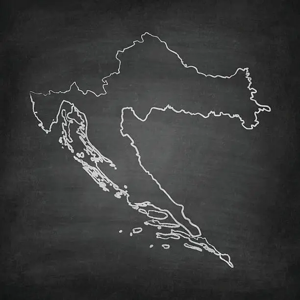 Vector illustration of Croatia Map on Blackboard - Chalkboard