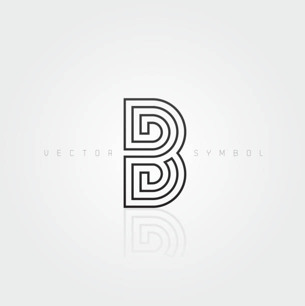 Vector graphic elegant and creative line alphabet / Letter B Abstract labyrinth alphabet symbol - B fancy letter b drawing stock illustrations