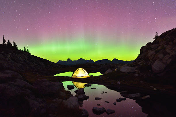 istock Aurora Borealis and tent on Artist Point, Mt. Baker 494994836