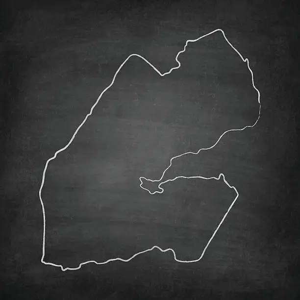 Vector illustration of Djibouti Map on Blackboard - Chalkboard