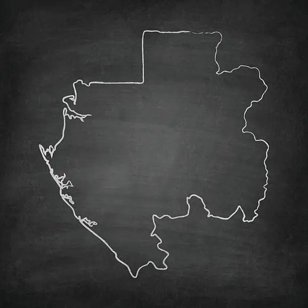 Vector illustration of Gabon Map on Blackboard - Chalkboard