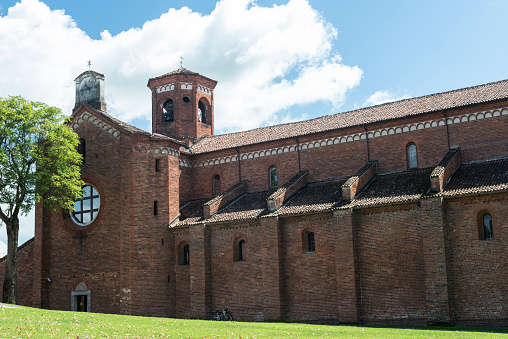 Exterior of the medieval abbey of Morimondo (Milan, Lombardy, Italy)
