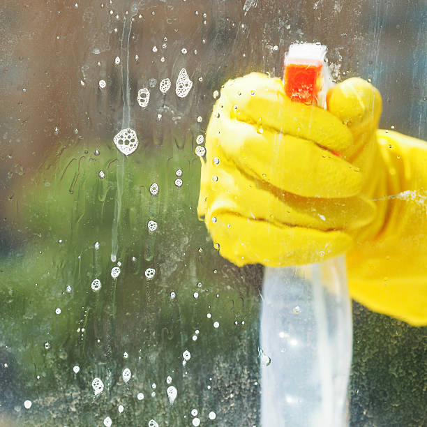 istock soapy detergent on window glass during washing 495004237