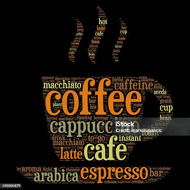 Coffee Cup Word Cloud Concept Stock Photo - Download Image Now - Brown, Cafe, Cafe Macchiato