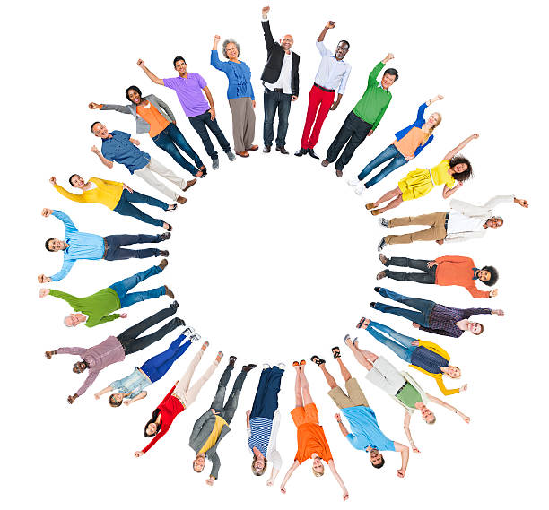 istock Multiethnic Group of People Arms Raised and Copy Space 495006311