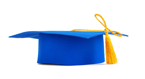 istock Blue graduation cap with gold tassel isolated 495006535