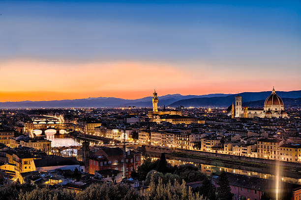 istock Sunset over Arno river in Florence from piazzale Michelangelo 495008027