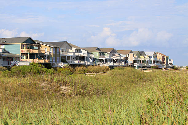 Casas de luxo na praia, Carolina do Norte - foto de acervo