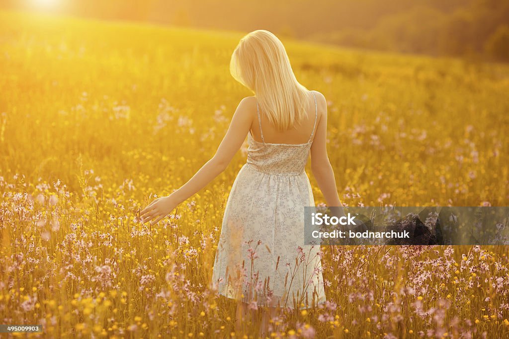 Free happy woman Free happy woman enjoying nature. Toned in warm colors Adult Stock Photo