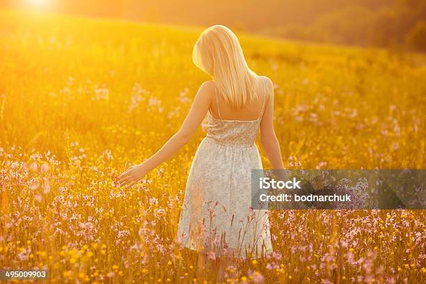 Free Happy Woman Stock Photo - Download Image Now - Adult, Agricultural Field, Back Lit