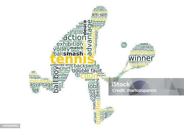 Tennis Player Word Cloud Concept Isolated On White Background Stock Photo - Download Image Now