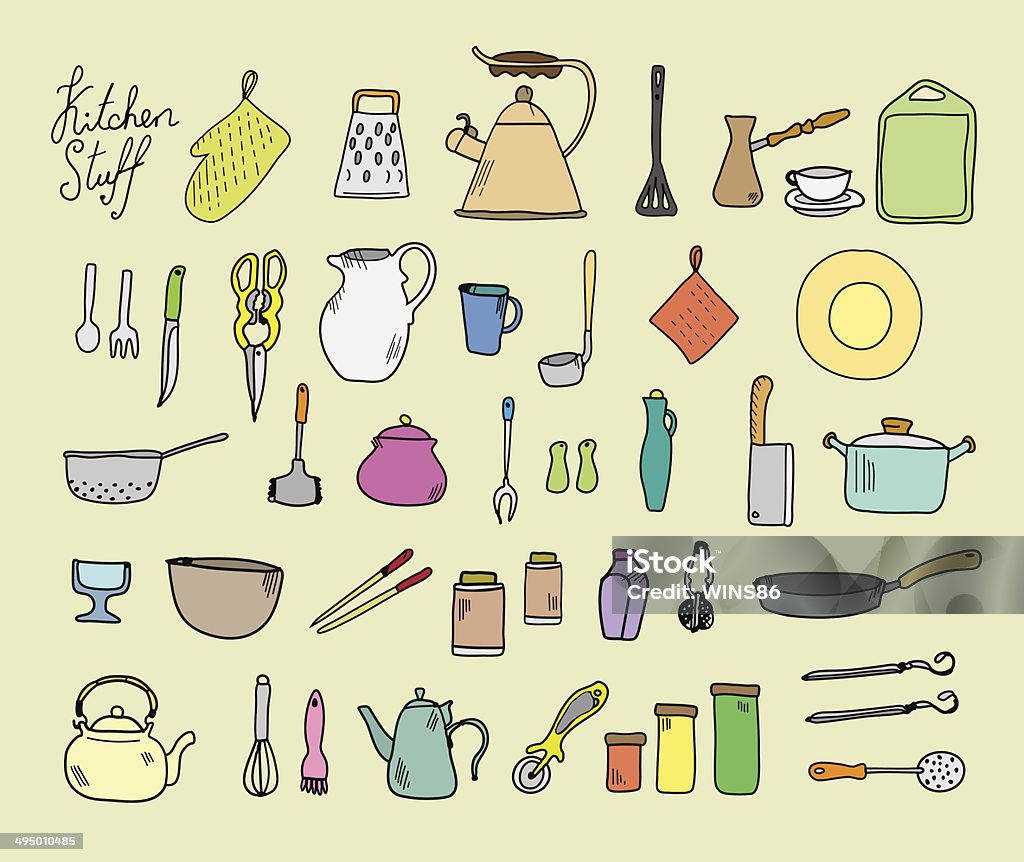 Kitchenware Drawing Kitchenware Stock Illustration - Download Image Now - Drawing ...