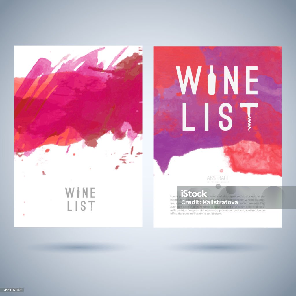 Vector creative wine list cover template Vector creative wine list cover template with logo on abstract watercolor background Wine stock vector