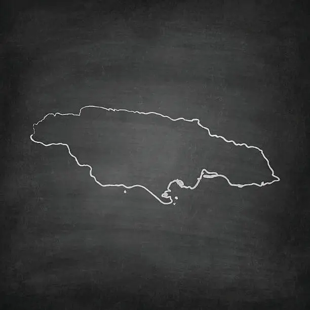 Vector illustration of Jamaica Map on Blackboard - Chalkboard