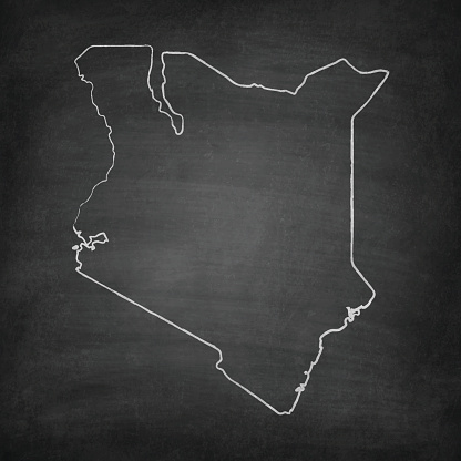 Map of Kenya on a blackboard texture with chalk traces.