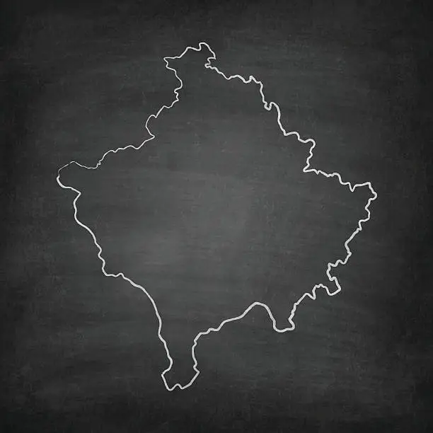 Vector illustration of Kosovo Map on Blackboard - Chalkboard