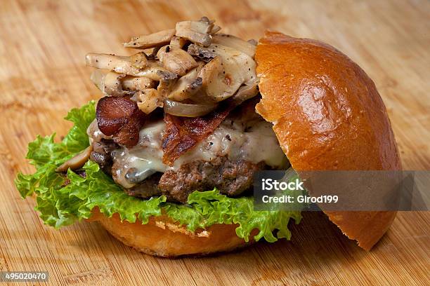 Mushroom Burger Stock Photo - Download Image Now - Burger, Edible Mushroom, 2015