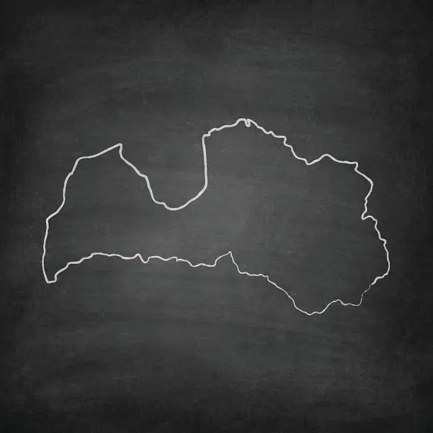 Vector illustration of Latvia Map on Blackboard - Chalkboard