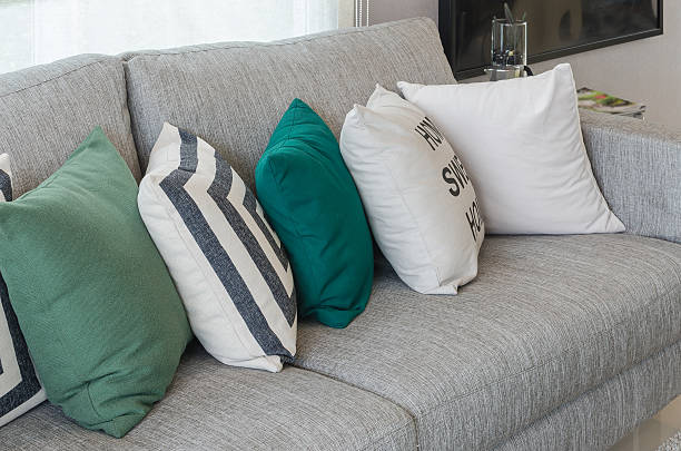 istock green and white pillows on round chair 495020780
