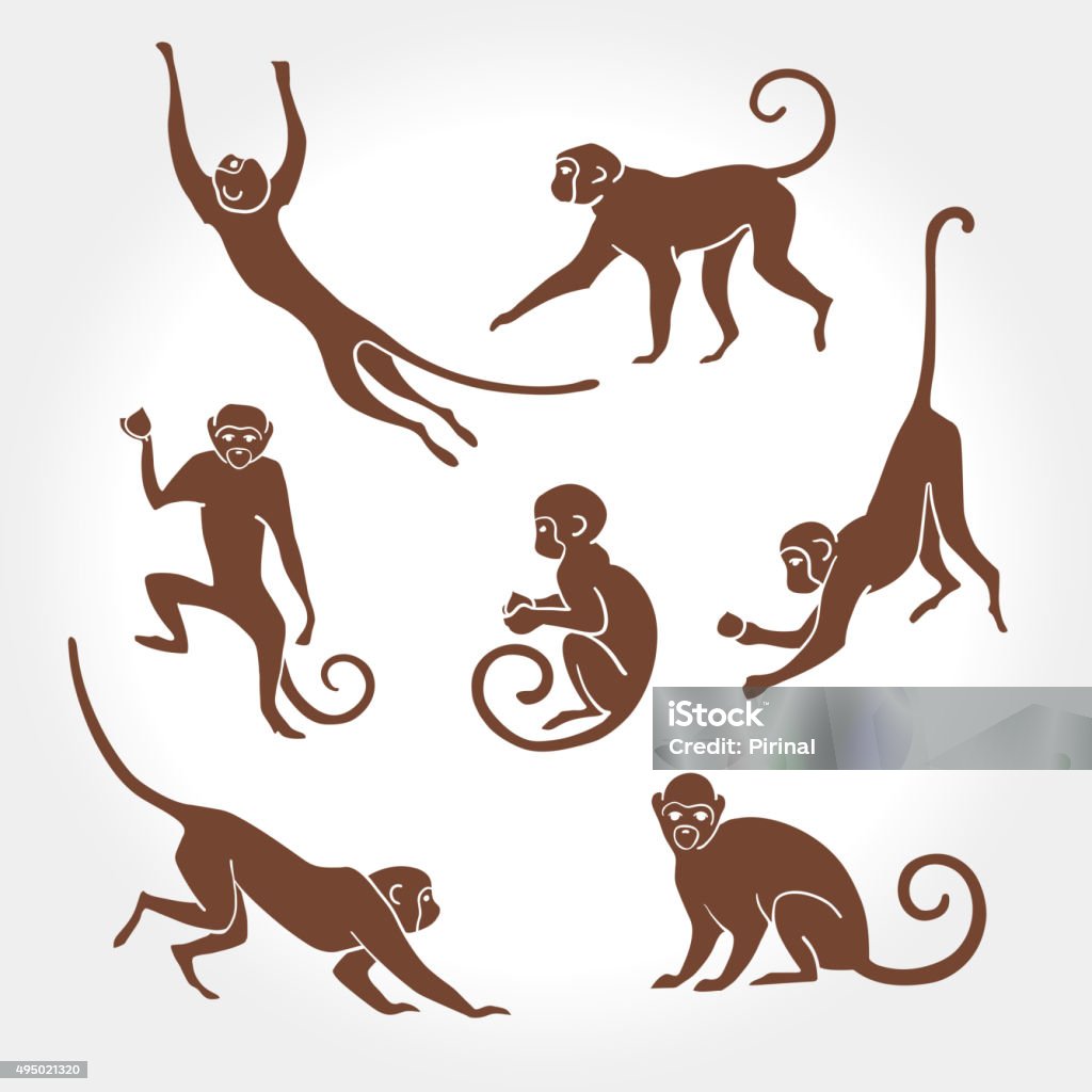 silhouette di scimmia - arte vettoriale royalty-free di Vettoriale