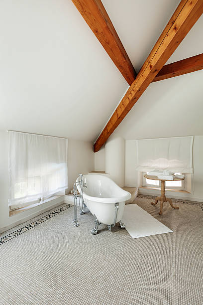 klasyczne łazienka z wanna biała - loft apartment bathroom mosaic tile zdjęcia i obrazy z banku zdjęć