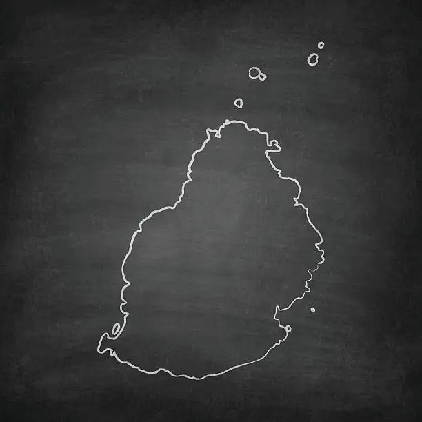 Vector illustration of Mauritius Map on Blackboard - Chalkboard