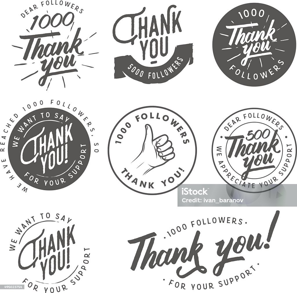 Set of vintage Thank you badges, labels and stickers Set of vintage Thank you badges, labels and stickers. Thank You - Phrase stock vector